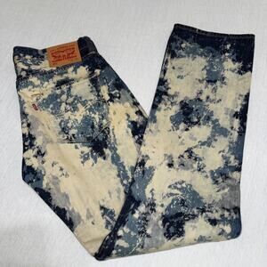 Levis Mens 501 Jeans 32x34 Factory Bleached Splatter Effect Straight Leg NWOT